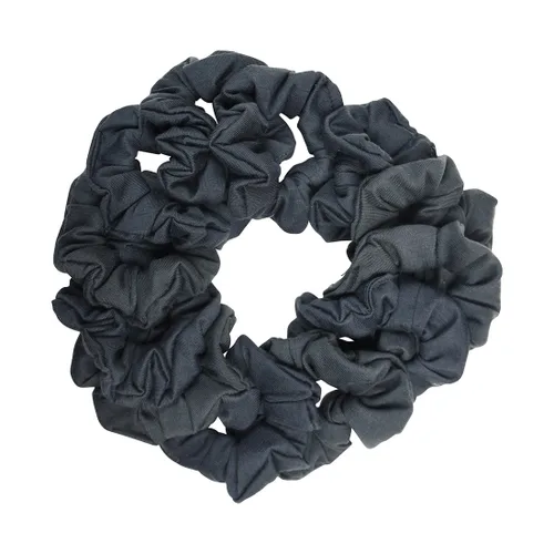 Vista 17 de Paquete de 12 ligas sólidas para el cabello (negro) One Dozen Matching Hair Ties, Soft Cotton Fabric, Gentle No-Crease Hold, Great for Teams