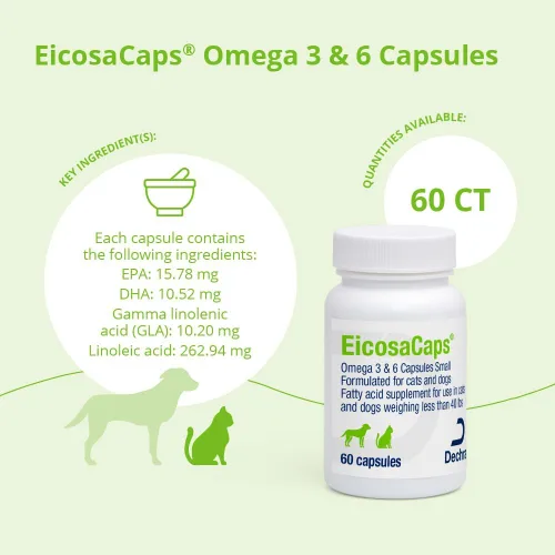 Vista 3 de EicosaCaps Omega 3 y 6 para perros y gatos de menos de 40 libras, 60 cápsulas