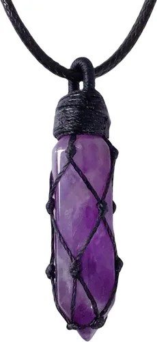 Vista 8 de EDEN'S CALL Hexagonal Crystal Point Pendant Necklace for Unisex Adjustable Dainty Natural Stone Pendulum Amulet for Good Luck
