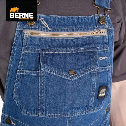 Vista 10 de Berna Overol para hombres de denim desgastado con pechera sin forro