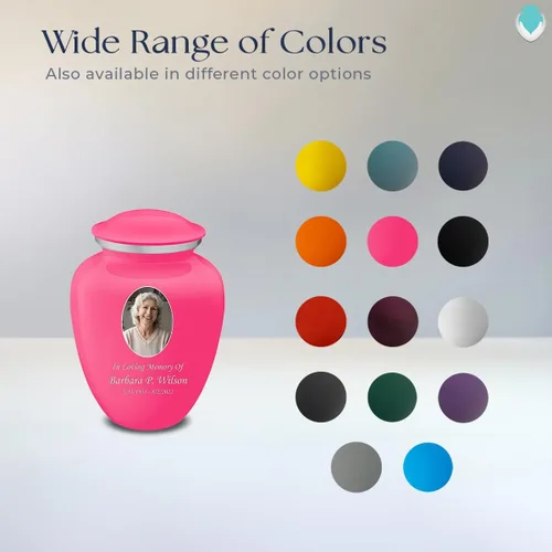 Vista 9 de Geturns Abraza pequeñas urnas de cremación personalizadas para cenizas humanas I Urna funeraria rosa brillante para hombres y mujeres con capacidad