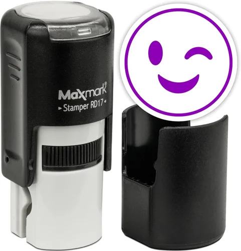 Vista 80 de MaxMark Sello de Emoji Autoentintado Redondo - Enojada - Tinta Negra