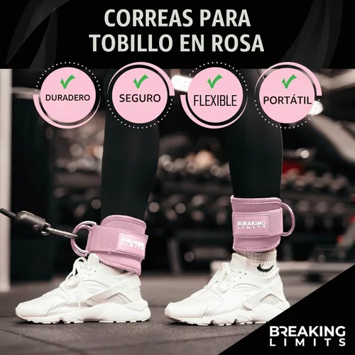 Vista 2 de BREAKING LIMITS Correas de tobillo para máquinas de cable para mujeres, juego de correas de tobillo para glúteos, accesorios de tobillo