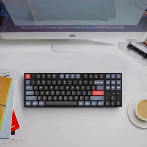 Vista 7 de Keychron K8 Pro Teclado mecánico inalámbrico personalizado QMKVIA programable Bluetoothretroiluminación blanca con cable sin llave con interruptor