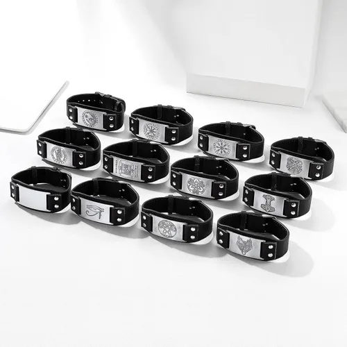 Vista 6 de Bestyle Pulseras de cuentas de acero inoxidable trenzadas de cuero genuino de alta calidad para hombres y niños, pulseras de moda para hombre