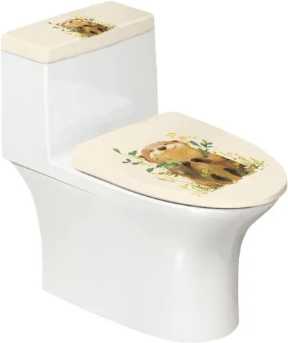 Vista 29 de Juego de decoración de baño de 2 piezas con diseño de muñeco de nieve de Navidad, cubierta de tanque para asiento de inodoro