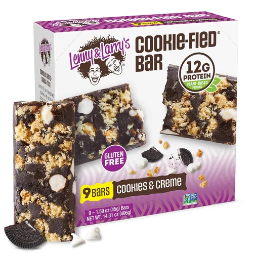 Vista 4 de Lenny & Larry’s Paquete de Variedad de Barras de Proteínas con Sabor a Galleta – 4 Sabores – 8 x 45 g de Barras de Proteínas Veganas – Snacks Altos