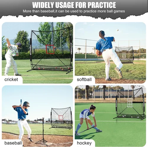 Vista 7 de BaseGoal 6'×6' Baseball Softball Practice Net,Baseball Backstop,for Hitting Pitching Batting Catching with Bow Frame,Bonus Strike Zone,Target
