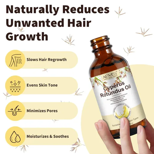 Vista 2 de Cyperus Rotundus - Aceite para depilación, 2 unidades 100% puro y natural para depilación corporal y facial para mujeres, reduce el crecimiento