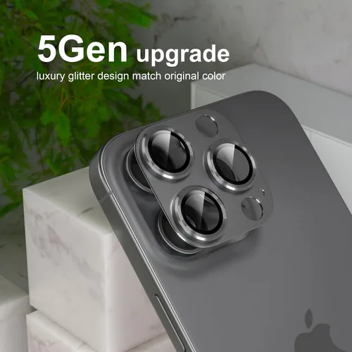Vista 7 de Choiche - Protector de lente de cámara para iPhone 16 Pro/iPhone 16 Pro Max Full Camera Cover with 9H Tempered Glass Lens Screen Protector Metal