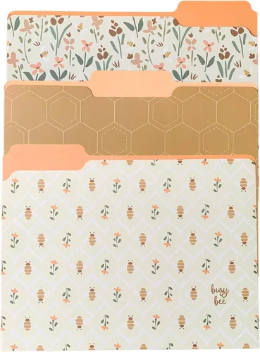 Vista 2 de Carpetas de archivos lindas de Steel Mill & Co., juego de 9, organizador de documentos para archivador, archivos decorativos de tamaño carta, abejas