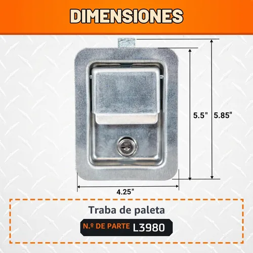 Vista 2 de Buyers Products L3980 cierre de paleta de bloqueo rectangular de un solo punto, resistente a la corrosión de acero inoxidable con junta instalada