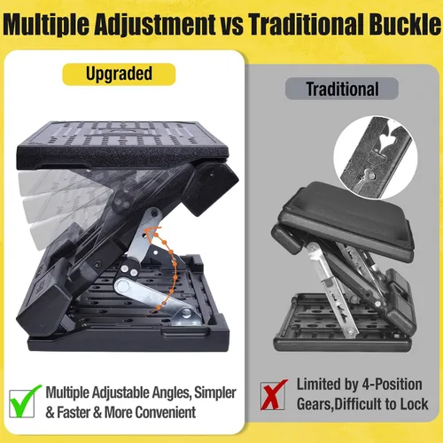 Vista 2 de Reposapiés ergonómico para debajo del escritorio en el trabajo, con altura y ángulo ajustables, taburete plegable con almohadilla extraíble cuentas