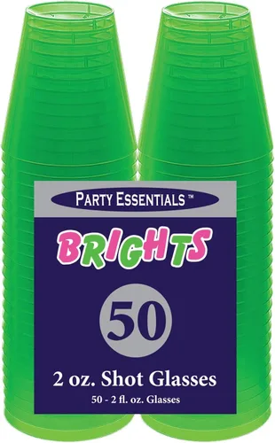 Vista 7 de Party Essentials Vasos de plástico duro de 2 onzas, verde neón, 50