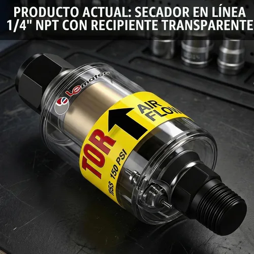 Vista 9 de LE LEMATEC Secador de aire para compresor - Separador de agua en línea y aceite para herramientas neumáticas, separador de humedad NPT de 1/4