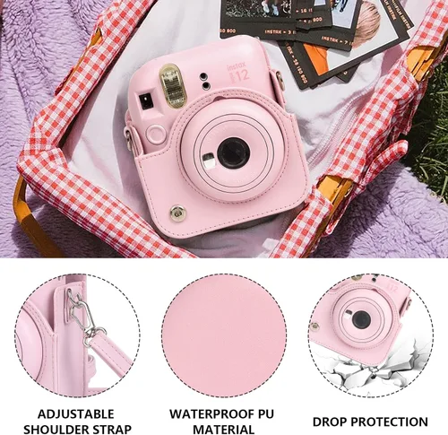 Vista 3 de CAIYOULE Camera Case for Fujifilm Instax Mini 12 Instant Film Camera Blossom rosado