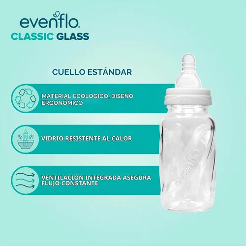 Vista 3 de Evenflo Feeding Botellas clásicas de vidrio giratorias, 4 onzas (paquete de 6)