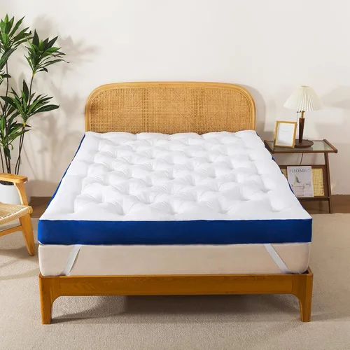 Vista 9 de WhatsBedding Cubrecolchón de espuma viscoelástica de 5 pulgadas para dolor de espalda, relleno de relleno suave y transpirable, cubrecolchón grueso