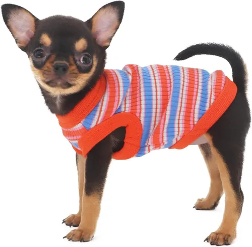 Vista 14 de LOPHIPETS Camiseta Chaleco 100% Algodón Acanalado para Perros Pequeños Teacup Chihuahua Yorkie Ropa de Cachorro Camiseta sin Mangas-Rosa/XS