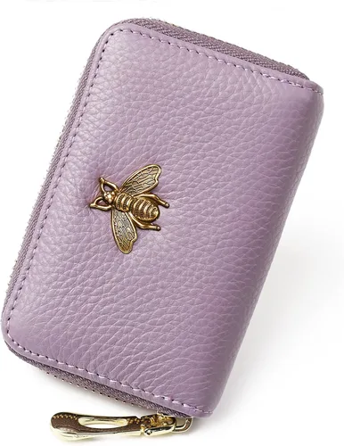 Vista 44 de imeetu Soporte para tarjetas de crédito RFID, cartera pequeña de cuero con cremallera para mujer