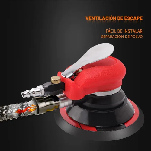 Vista 3 de Lijadora orbital aleatoria neumática ZFE de 5" y 6" Lijadora de palma neumática con placa de respaldo extra de 5", almohadillas de pulido