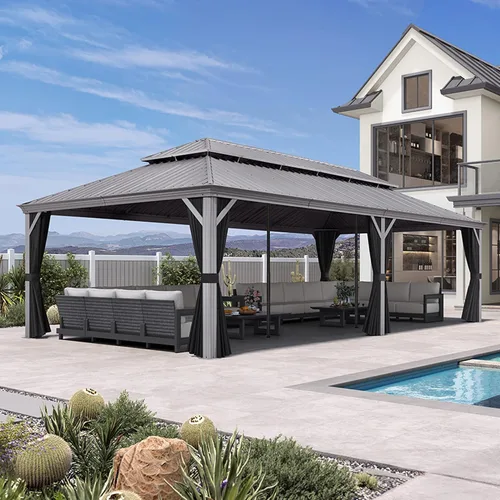 Vista 34 de PURPLE LEAF - Gazebo para exteriores de 10 x 12 pies, con sistema de drenaje
