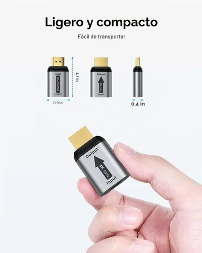 Vista 7 de Adaptador USB C a HDMI, ELUTENG USB tipo C a HDMI (compatible con Thunderbolt 3) 4 K 60 Hz compatible con transmisión de audio y vídeo tipo C 3.1 a