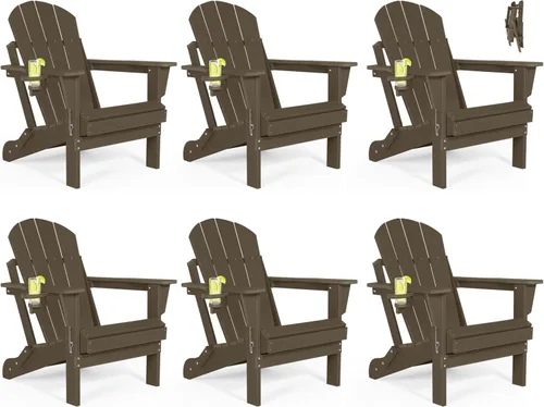 Vista 44 de Sillas Adirondack plegables – Silla Adirondack de plástico con soporte para tazas, sillas para exteriores resistentes a la intemperie para Negro