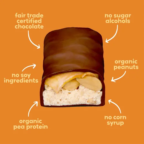 Vista 2 de UNREAL Barras de turrón de cacahuete y caramelo de chocolate oscuro, 70% ingredientes orgánicos, comercio justo, sin OMG, sin jarabe de maíz
