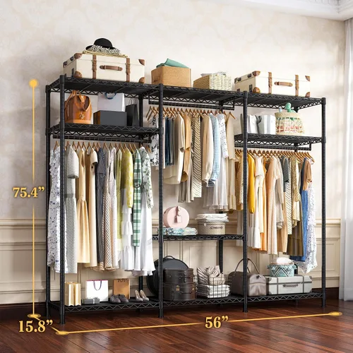 Vista 6 de Raybee Perchero de Ropa de Servicio Pesado Capacidad de Carga 795 LBS Percheros de Ropa Portátiles para Colgar Ropa Perchero Ajustable, 56" An x 16