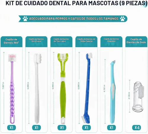 Vista 5 de Cepillo de dientes para perro, cepillos de dientes de 360 grados, cepillos de dientes de triple cabeza, cepillo de dientes de doble cabeza, cepillos