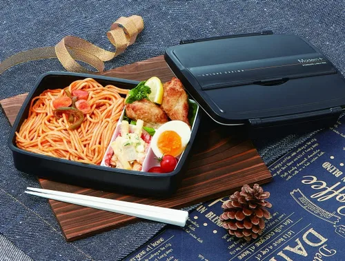 Vista 3 de Skater - Lonchera bento con compartimientos, estilo japonés moderno/tradicional, 870 ml, con palillos