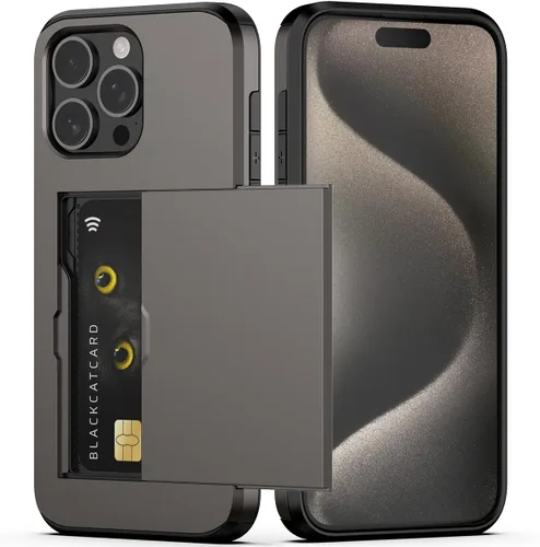 Vista 63 de Nvollnoe Compatible con iPhone 15 Funda con ranura para tarjetas, resistente, protectora de doble capa, a prueba de golpes, ranura oculta
