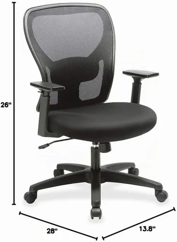 Vista 2 de Lorell Soho - Silla de trabajo, respaldo medio, respaldo de malla con asiento de tela, color negro