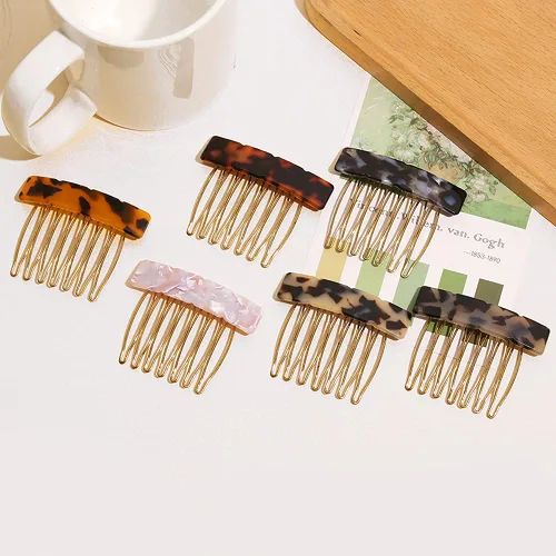 Vista 4 de 6 peines de acetato exquisitos para el cabello, pequeños de siete dientes, flequillo decorativo para el cabello, accesorios de estilo de moda
