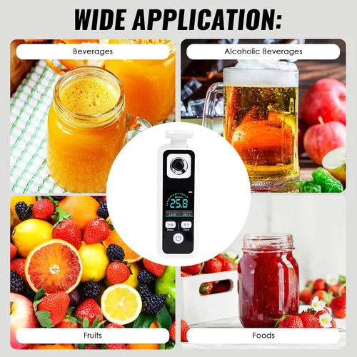 Vista 8 de Refractómetro digital Sugar Brix, medidor Brix del 0 al 32% con ATC, ± 0.2% de precisión recargable de contenido de azúcar para jugo, vino, cerveza