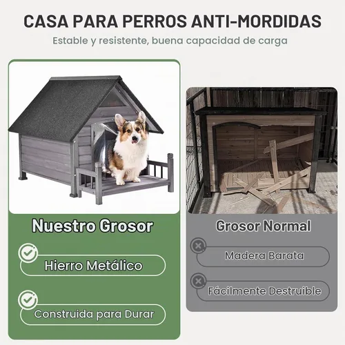 Vista 4 de Casa para perros al aire libre para perros de raza extragrande, perrera aislada para perros en el exterior