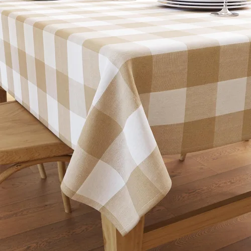Vista 20 de Encasa XO Mantel cuadrado de algodón 35"x35" Franca Beige Checks Cheques Franca Beige
