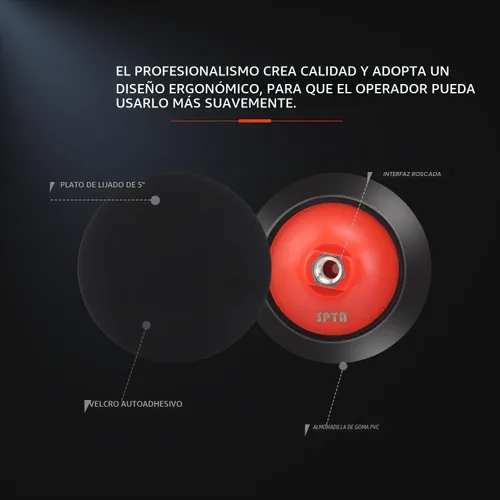 Vista 3 de SPTA 2 placas de respaldo flexible rotativas RO, almohadilla de respaldo suave de poliuretano de cara de aro y bucle, utilizada en pulidora rotativa