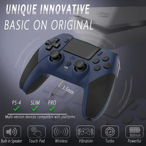 Vista 2 de TERIOS Wireless Pro Controller Compatible with PS4 PS4 ProPS4 Slim Console, Gaming Remote with Built-in 800mAh Rechargeable BatteryPrecise