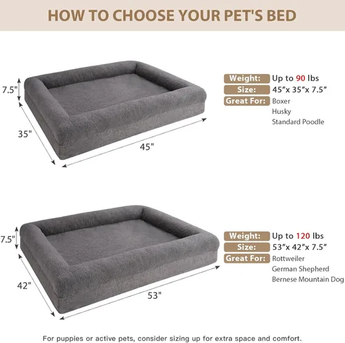 Vista 4 de RRPETHOME Camas lavables para perros de gran tamaño, camas ortopédicas extra grandes para perros con funda extraíble, cama impermeable para mascotas