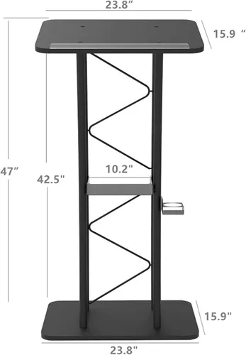 Vista 5 de FixtureDisplays® Atril de púlpito curvo de metal y madera con portavasos 11568