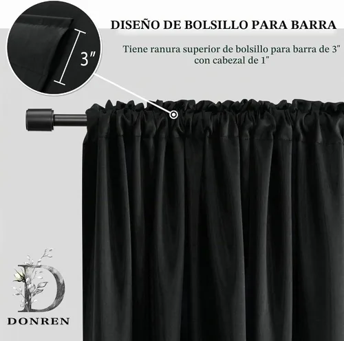 Vista 5 de DONREN Cortinas Cenefas de 20 pulgadas de largo - 2 paneles opacos aislantes térmicos pequeñas cenefas de cortina para baño con bolsillo para barra