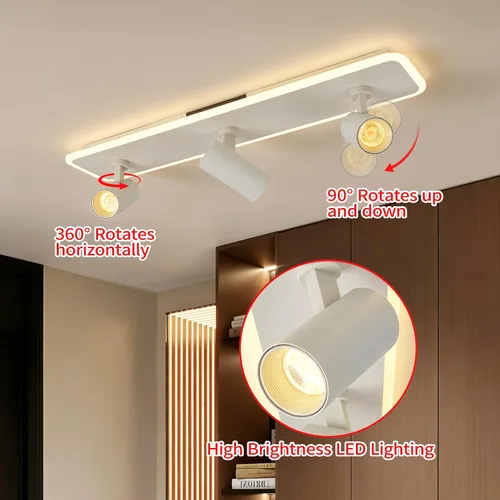 Vista 4 de Jaycomey Lámpara de techo LED moderna de 23 pulgadas, 3 focos ajustables 22.8 in Blanco
