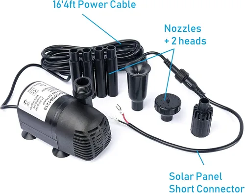 Vista 2 de Bomba de agua sumergible sin escobillas de 12V - 24V DC, 410GPH, para fuente solar, estanque de peces y acuario