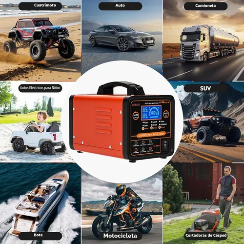 Vista 8 de Cargadores de batería de coche de 12 V/24 V resistentes, mantenedor de batería automático de 15 A con apagado automático, reparación, modo
