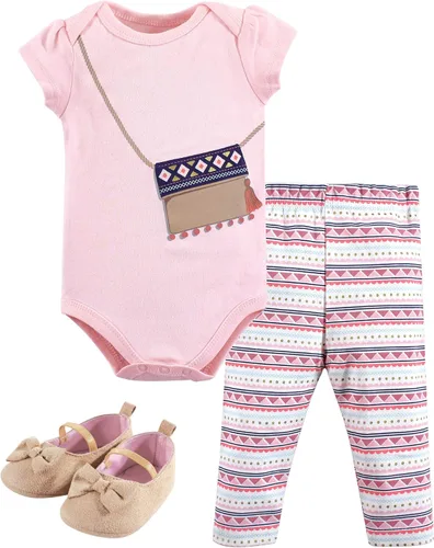 Vista 2 de Little Treasure - Conjunto unisex de mameluco de algodón, pantalón y zapatos para bebé Collar de ancla