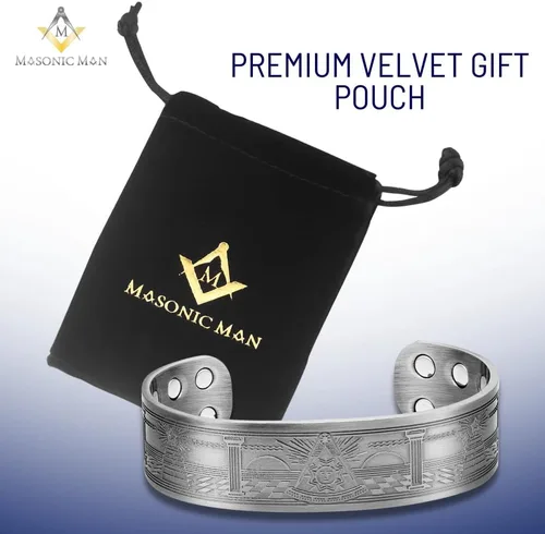 Vista 5 de Pulsera masónica de cobre para hombre con bolsa de regalo
