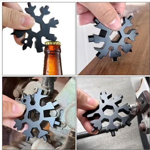 Vista 3 de Regalos de Navidad multiherramienta 18 en 1 con copos de nieve para hombres, paquete de 2 herramientas múltiples para papá de hija hijo, regalos