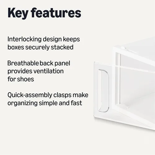 Vista 2 de Amazon Basics Caja organizadora de zapatos transparente apilable y plegable, pequeña, paquete de 12